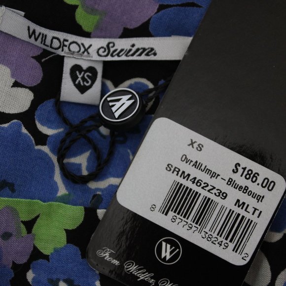 Wildfox Overalls Swimsuit Coverup Blue Bouquet - Picture 8 of 8